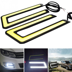 2pcs White COB Led Daytime Running Light DRL Headlight Fog Lamp DC12V Car Light Source U Shape BE - Lovelylifezone